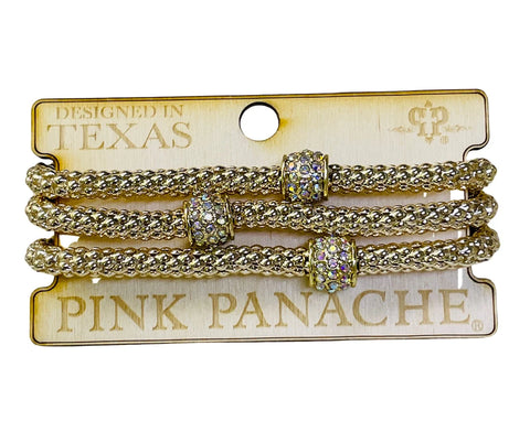 Pink Panache - Bracelet - Braided Gold