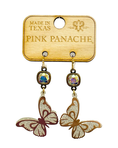 Pink Panache - glitter butterfly earring