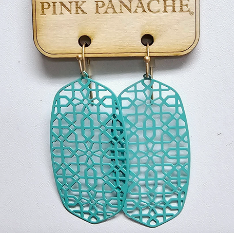 Pink Panache - Turquoise lace hexagon earring