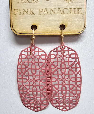 Pink Panache -  Mauve lace hexagon earring
