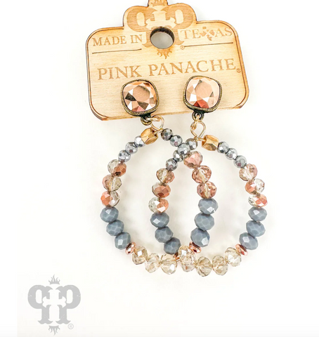 Pink Panache - Gray and gold bead earrings