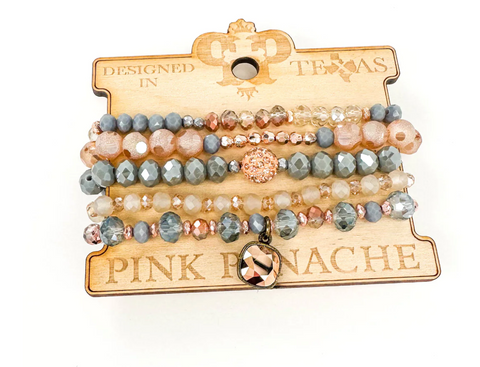 Pink Panache - Gray and gold bead bracelet
