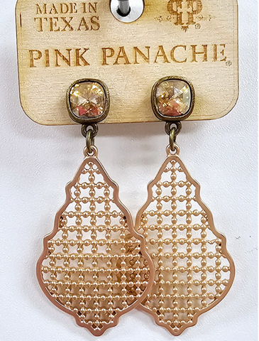 Pink Panache - Gold Moroccan teardrop earring