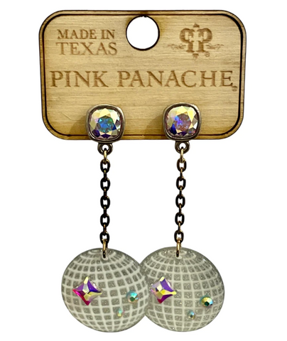Pink Panache - flat disco ball earring