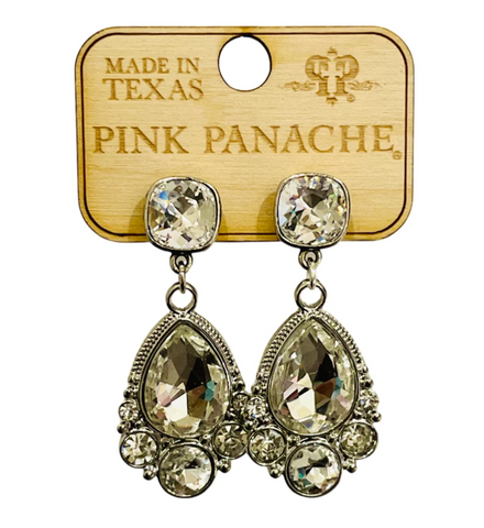 Pink Panache - clear rhinestone fancy earring