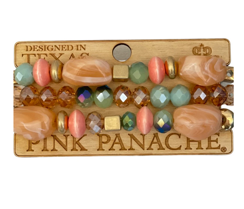 Pink Panache -  Peach mix bead bracelet set