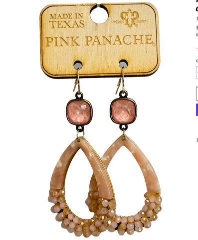 Pink Panache - pink acrylic and bead teardrop earring