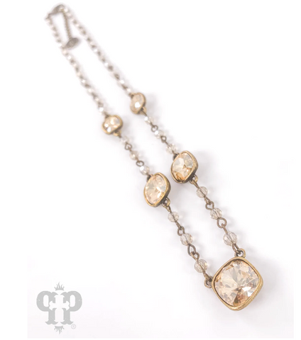 Pink Panache -  Champagne faceted beads necklace
