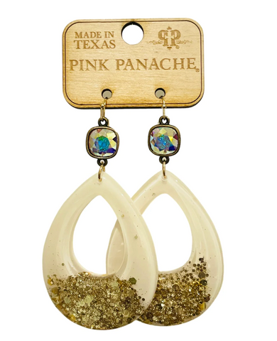 Pink Panache -  gold flecks earring