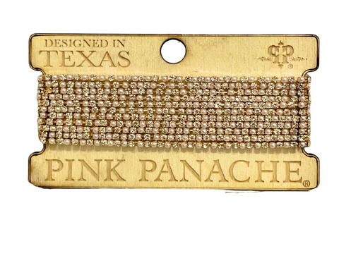 Pink Panache - Bracelet - Clear & pearl mix rhinestone stretch bracelet