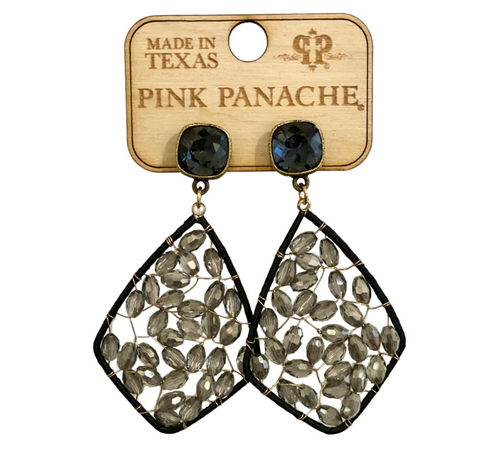 Pink Panache -  black diamond woven bead earring