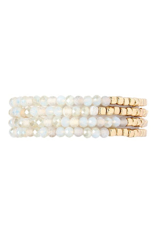 Natural stone & gold bead bracelet set