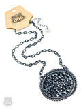 806-N043 * MEDIUM SIDEWAYS OVAL WITH CRYSTALS ON CHAIN NECKLACE