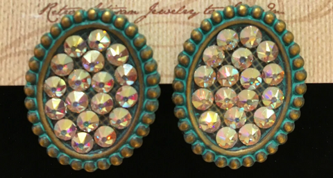 Pink Panache - Earrings - Turquoise AB cluster studs