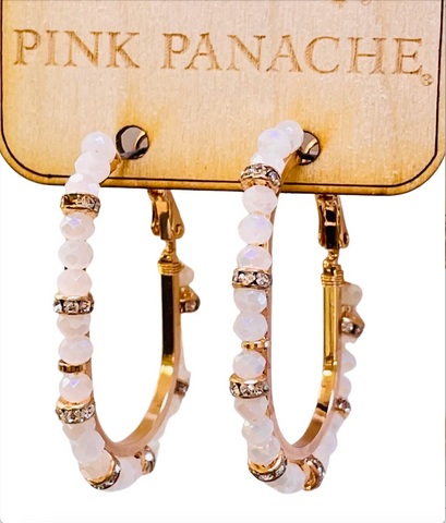 Pink Panache -  rondelle oval hoop earring