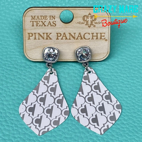 Pink Panache - Earrings - 8mm silver / clear